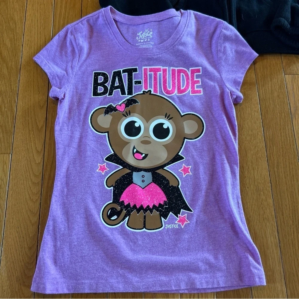 3 Old Navy Justice Trick Or Treat Halloween Graphic T-Shirt Hood Sweatshirt Sz 8